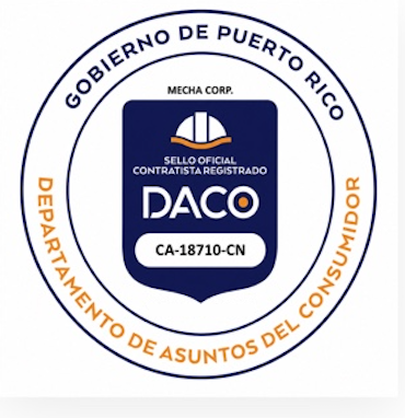 Official DACO registered contractor seal for Mecha Corp.